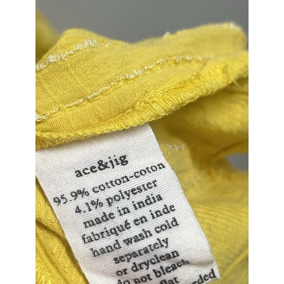 Ace & Jig Yellow Short Sleeve Sheath Dress Square Neck Textured Weave Sz Small - Picture 5 of 6